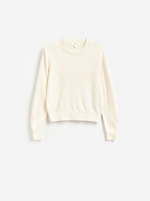Reserved - Sweter z wełny merino - złamana biel