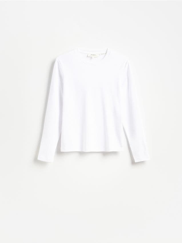 Reserved - Longsleeve z merceryzowanej bawełny - biały