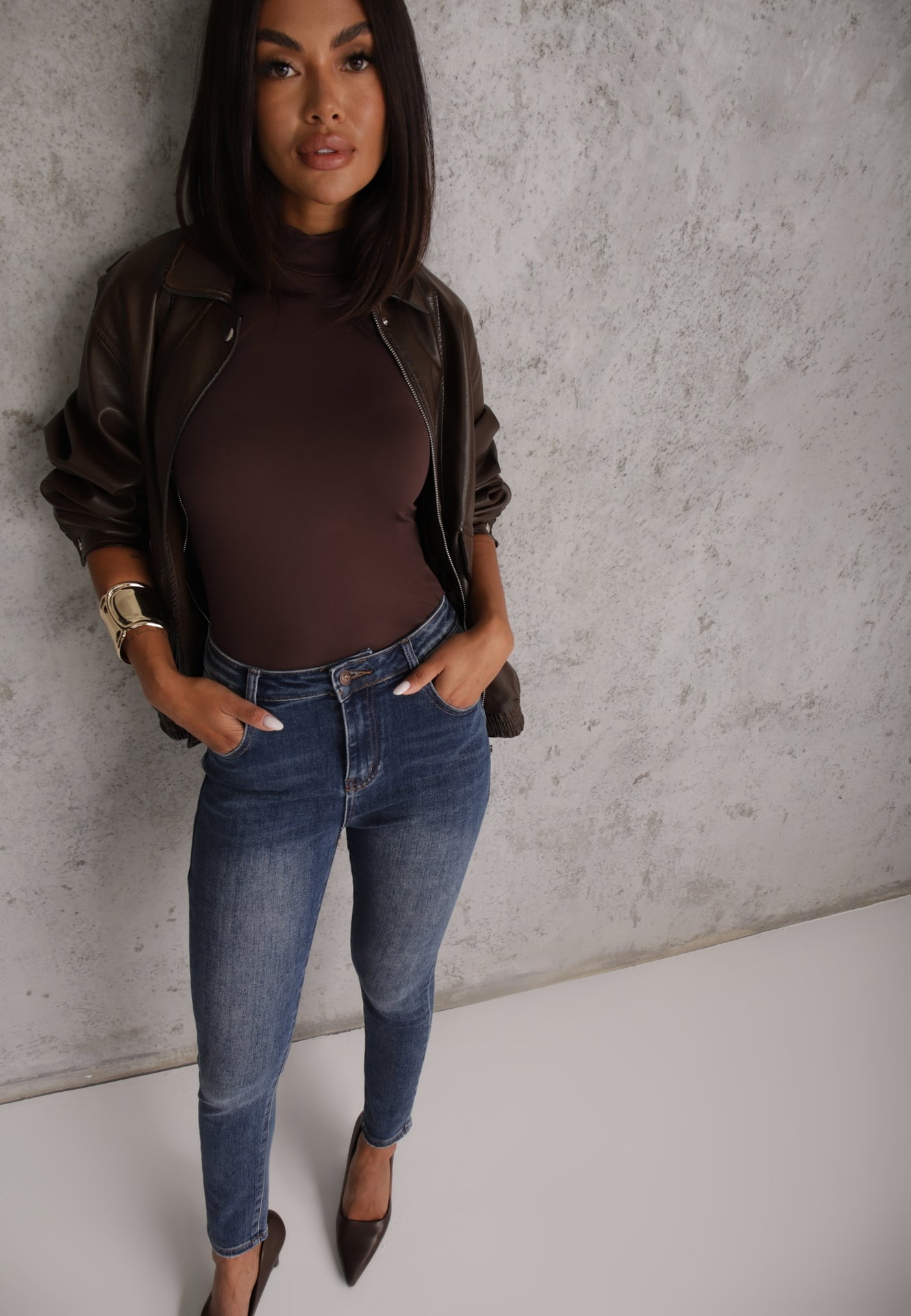 Niebieskie Jeansy Bawełniane Skinny Fit High Waist Hipho
