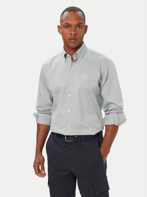 BOSS Koszula Ricoplus_M 50565626 Szary Regular Fit
