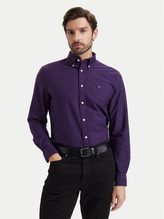 Tommy Hilfiger Koszula Solid Heritage MW0MW35774 Fioletowy Regular Fit