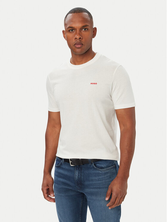 HUGO T-Shirt Dero222 50466158 Kremowy Regular Fit