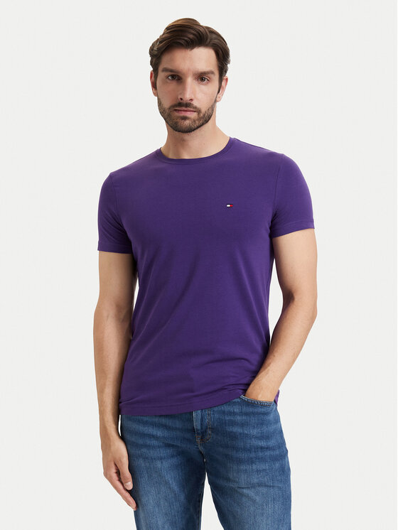 Tommy Hilfiger T-Shirt MW0MW10800 Fioletowy Slim Fit