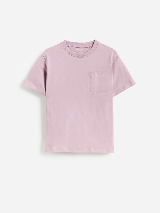 Reserved - Bawełniany t-shirt z nadrukiem - jasnofioletowy