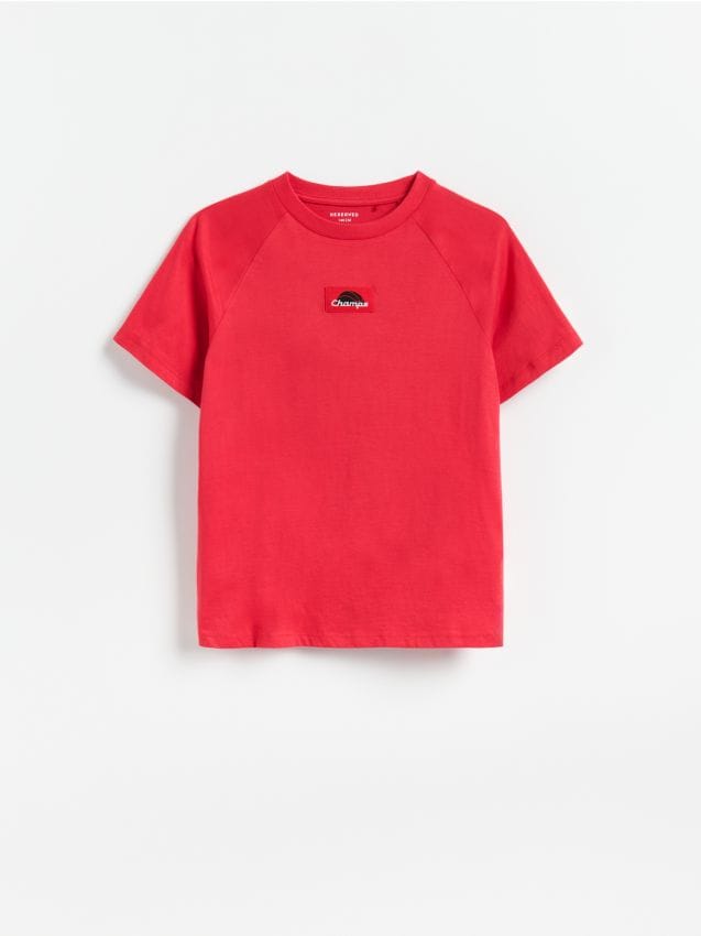Reserved - Bawełniany t-shirt - czerwony