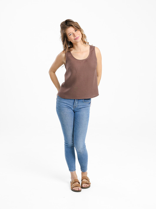 Lniany top WILLOW dark chocolate