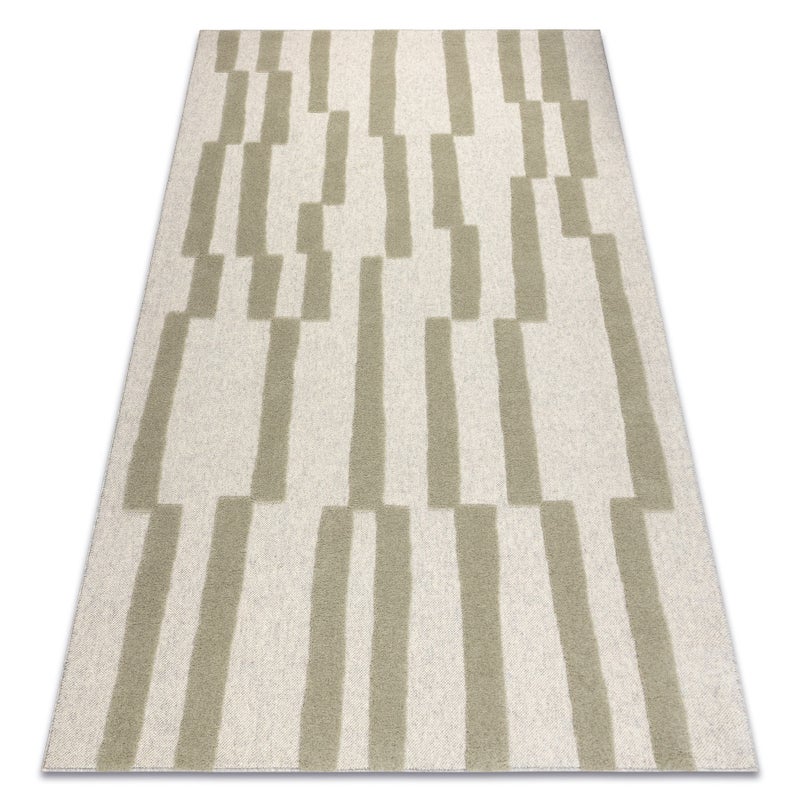 Dywan FLUX 461.109.SA400 wełniany OSTA - Geometryczny, strukturalny, loftowy beż / zielony 120x170 cm