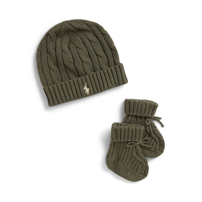 Zestaw Czapka i Skarpety Polo Ralph Lauren 320P01426506 Zielony ciemny