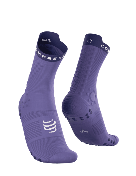 COMPRESSPORT Skarpetki do biegania trailowe PRORACING SOCKS V4 TRAIL aster purple/peacoat