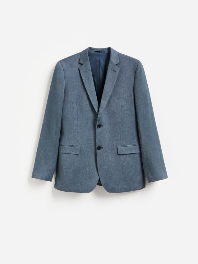 Reserved - Marynarka slim fit z dodatkiem wiskozy - granatowy