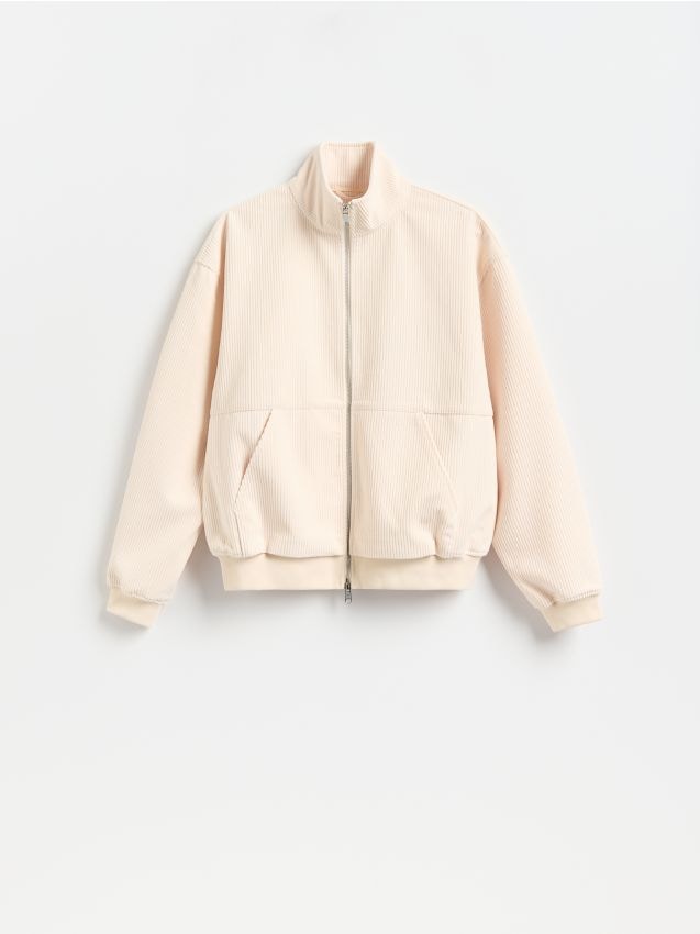 Reserved - Sztruksowa bluza ze stójką - kremowy