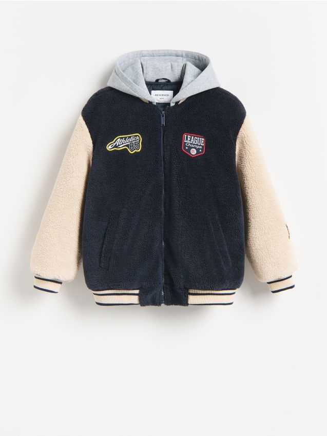 Reserved - Kurtka bomber sherpa - granatowy
