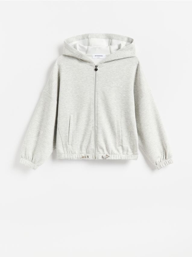 Reserved - Bluza z kapturem z modalem - jasnoszary