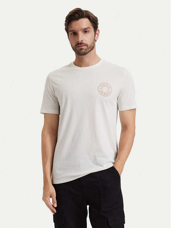 HUGO T-Shirt Nemodo 50572303 Kremowy Regular Fit
