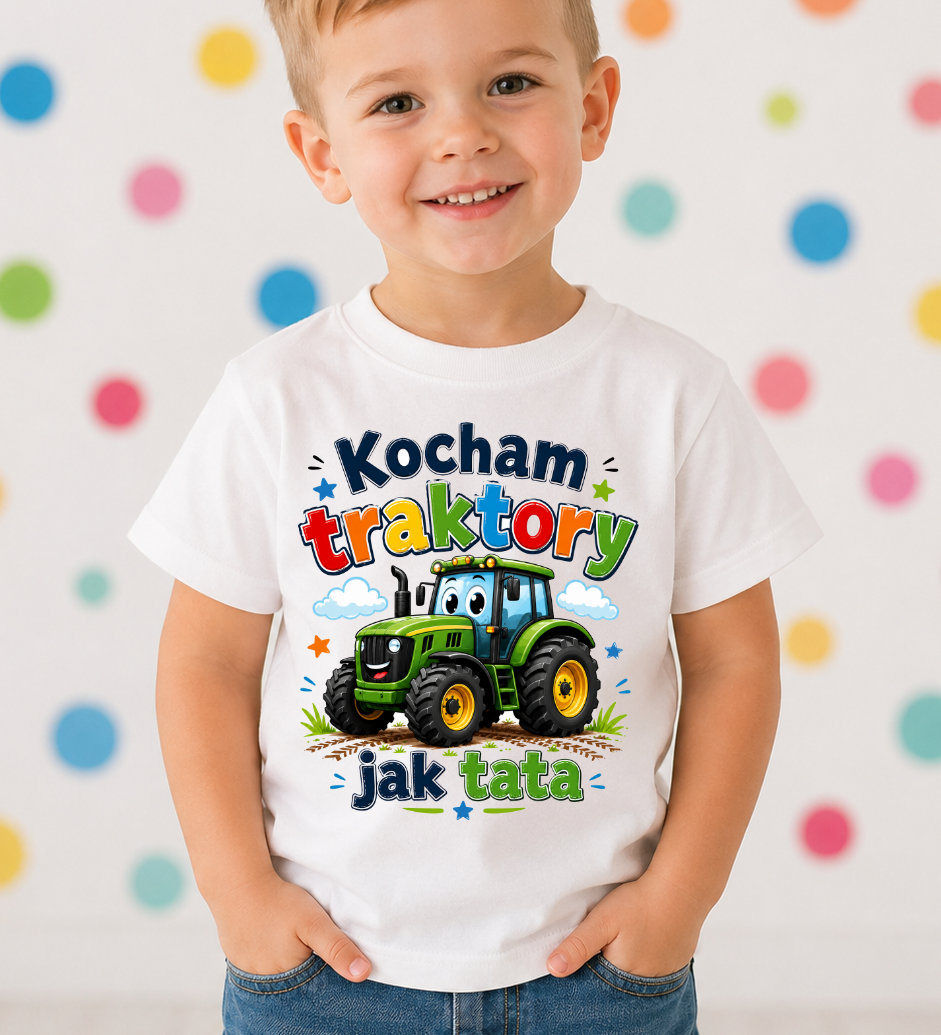 Koszulka dla chłopczyka syna rolnika - KOCHAM TRAKTORY JAK TATA
