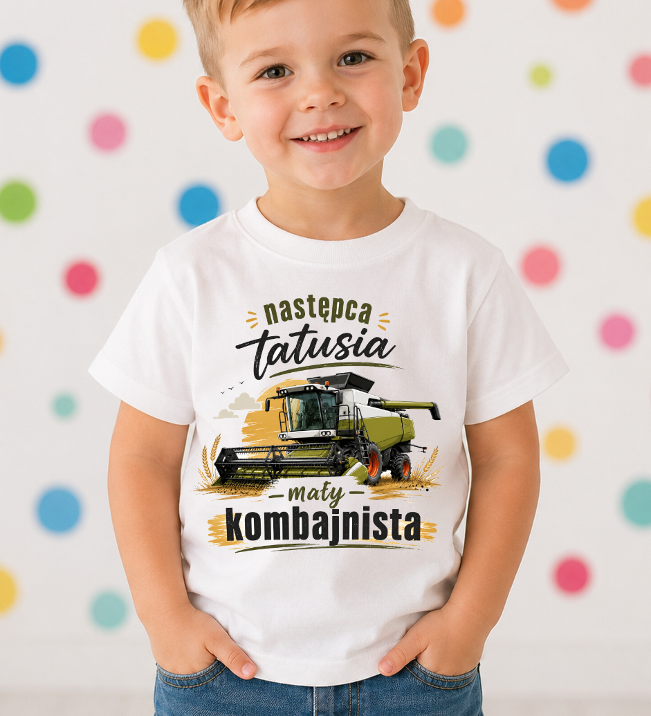 Koszulka dla chłopczyka syna rolnika - NASTĘPCA TATUSIA MAŁY KOMBAJNISTA
