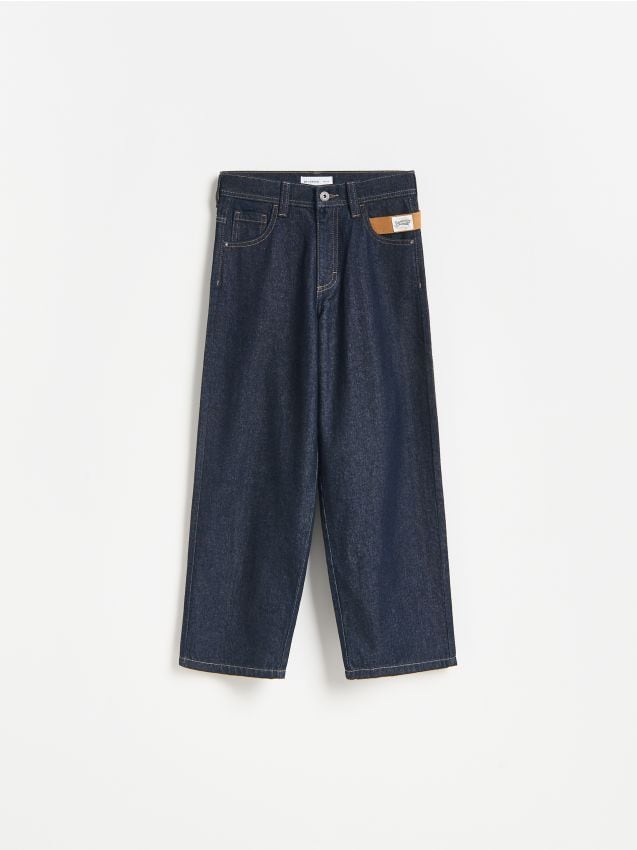Reserved - Jeansy baggy - granatowy