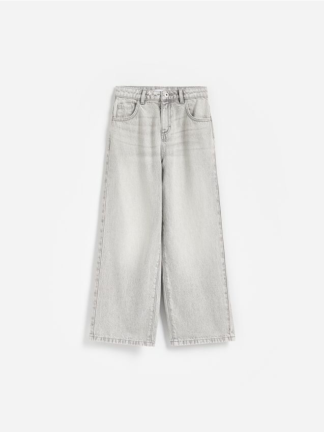 Reserved - Jeansy wide leg - jasnoszary
