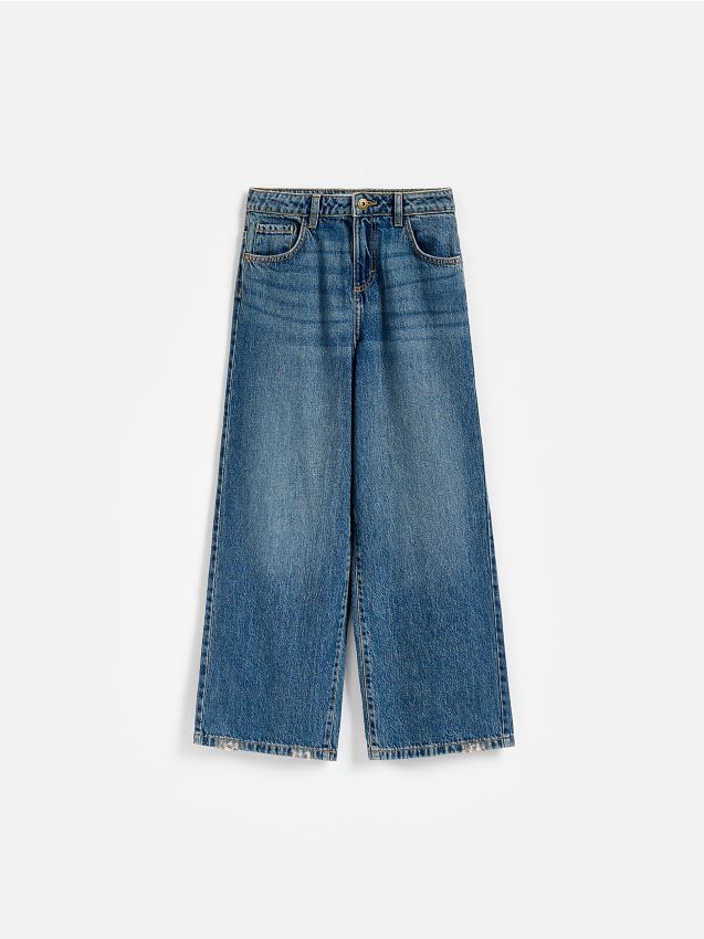Reserved - Jeansy wide leg - niebieski