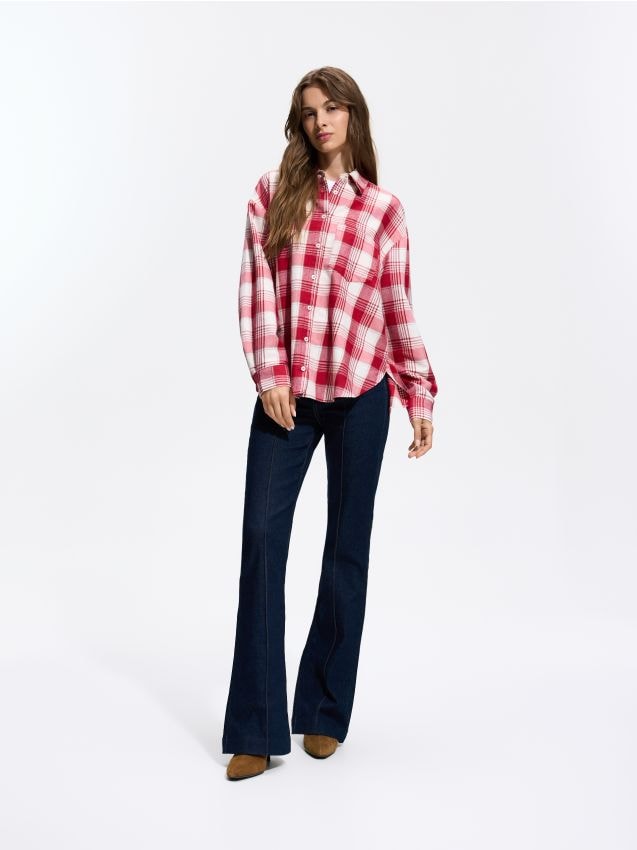 Reserved - Jeansy flare - granatowy