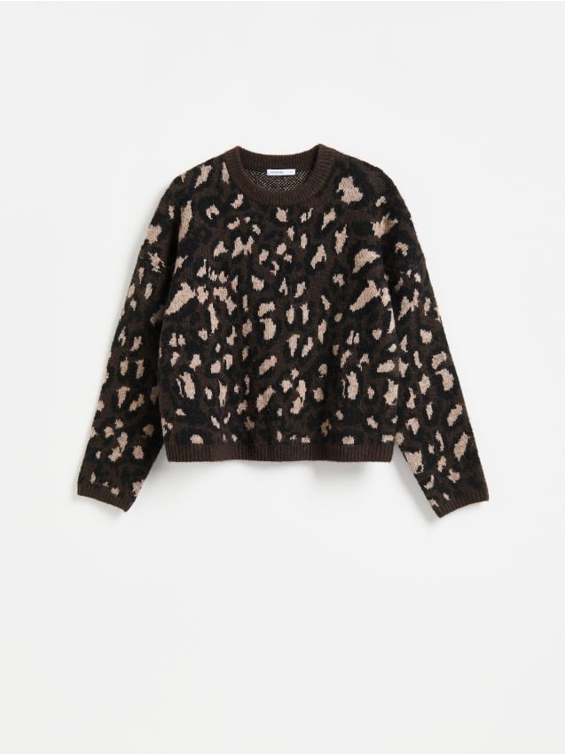 Reserved - Sweter w zwierzęcy wzór - wielobarwny