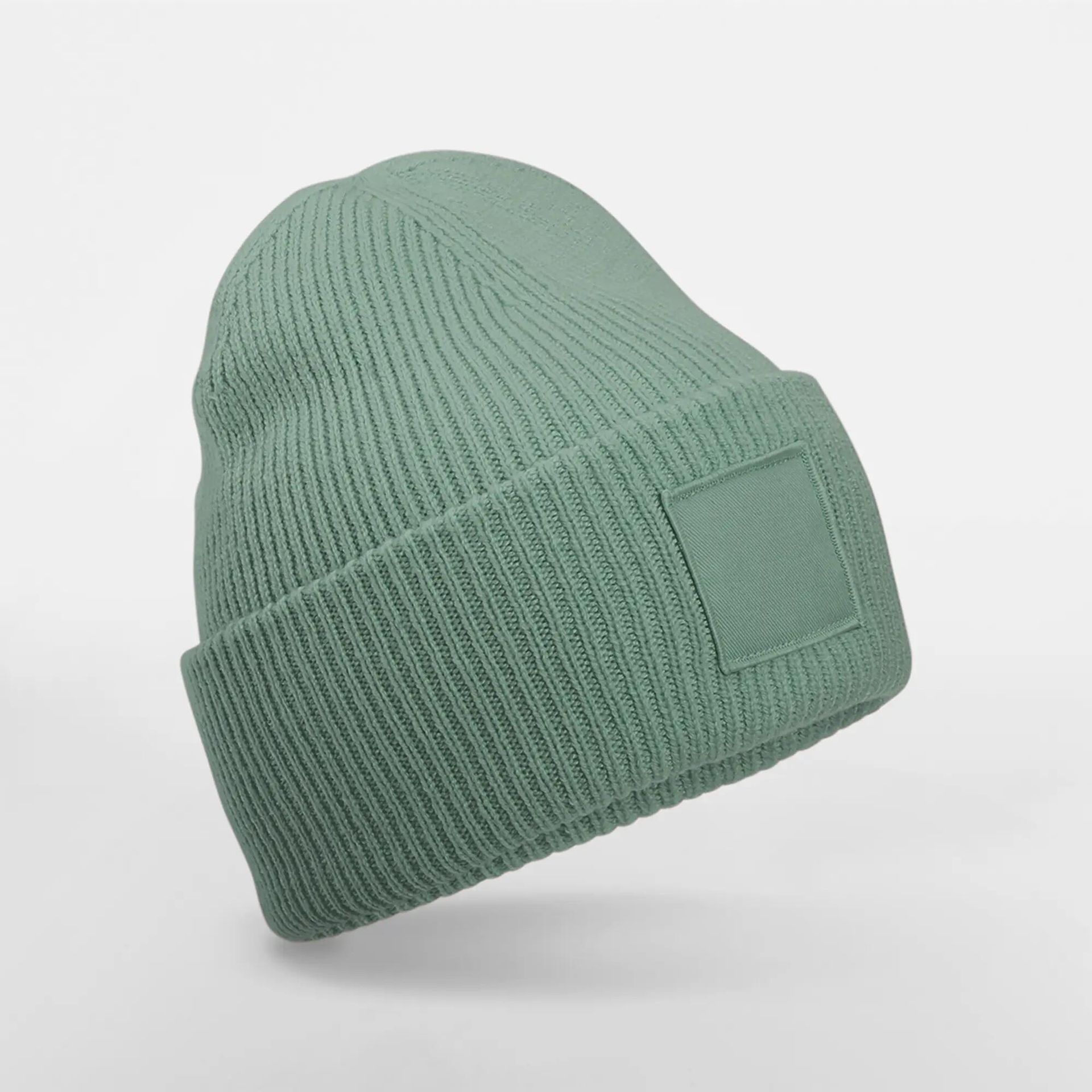 Bonnet à large revers avec patch ton sur ton - Dusty Green - One Size