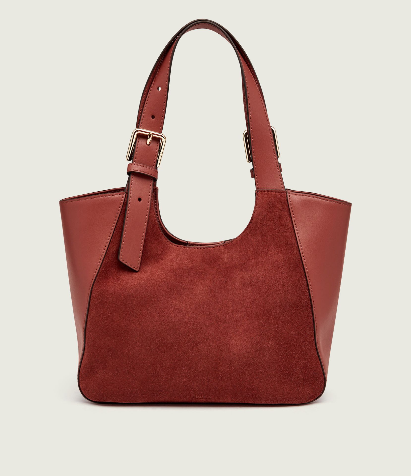 Furla Torebka na ramię Furla Dora S zamsz z dodatkiem skóry