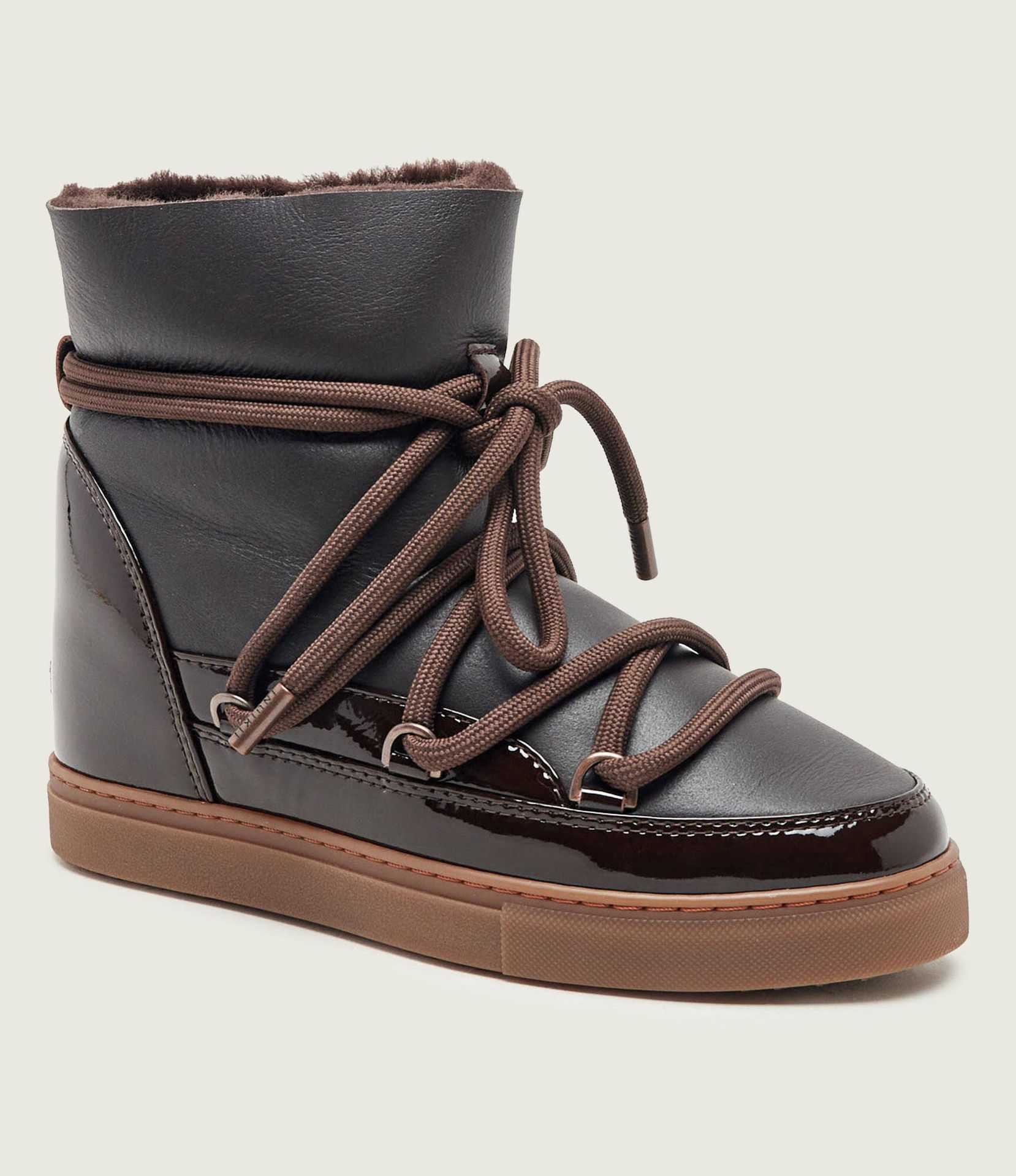 INUIKII Śniegowce Gloss Wedge skóra
