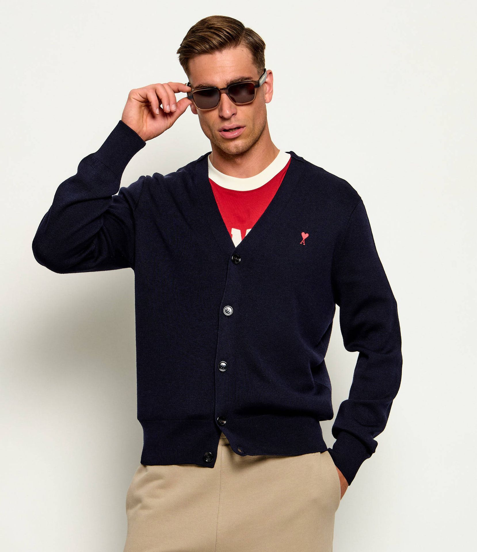 AMI Paris Wełniany kardigan Slim Fit