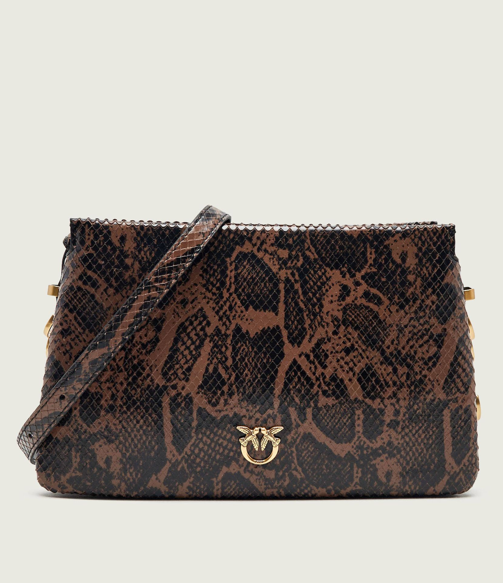 Pinko Skórzana torebka na ramię Triplet Mini Python
