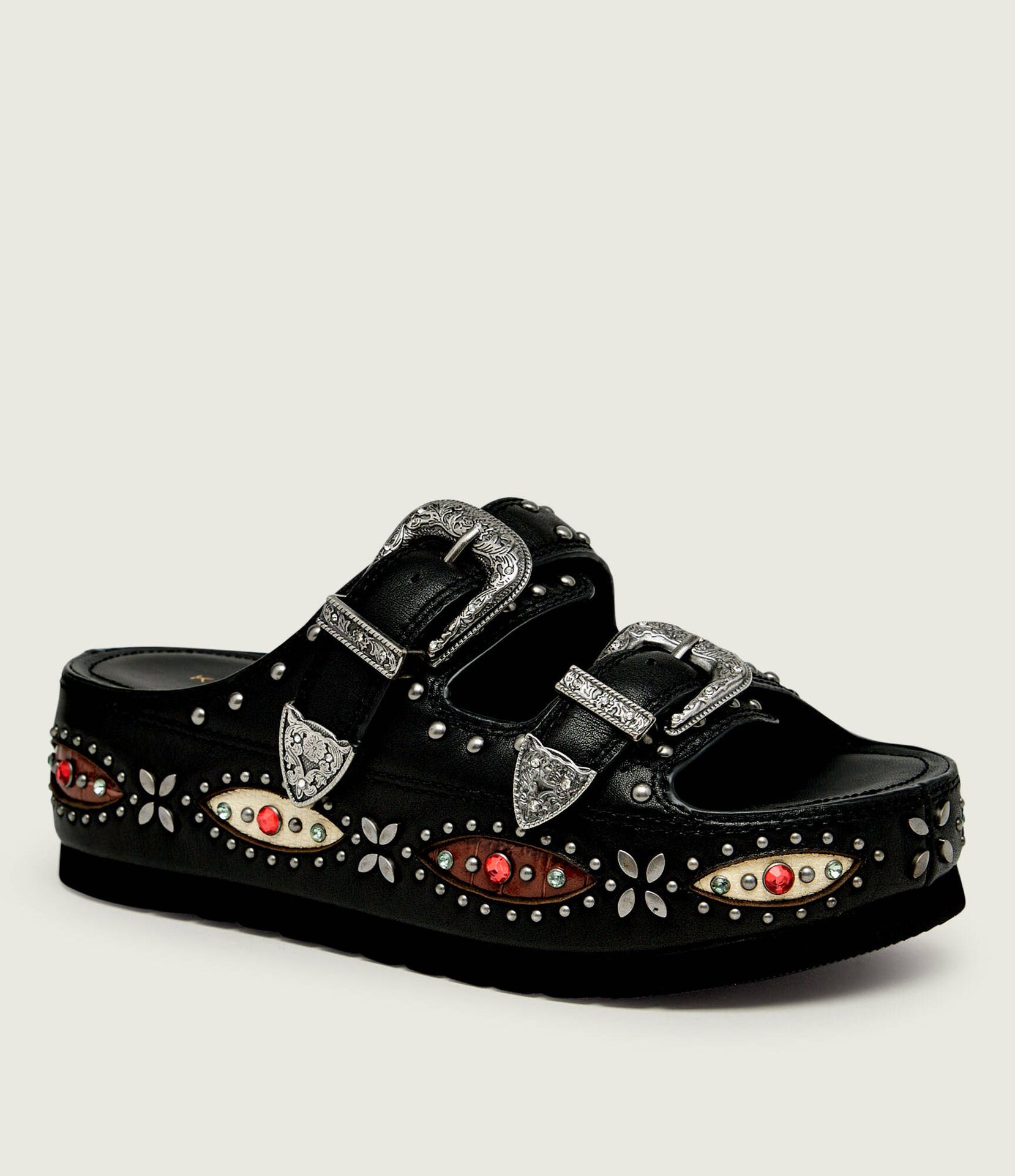 Kurt Geiger Skórzane klapki Western Buckle