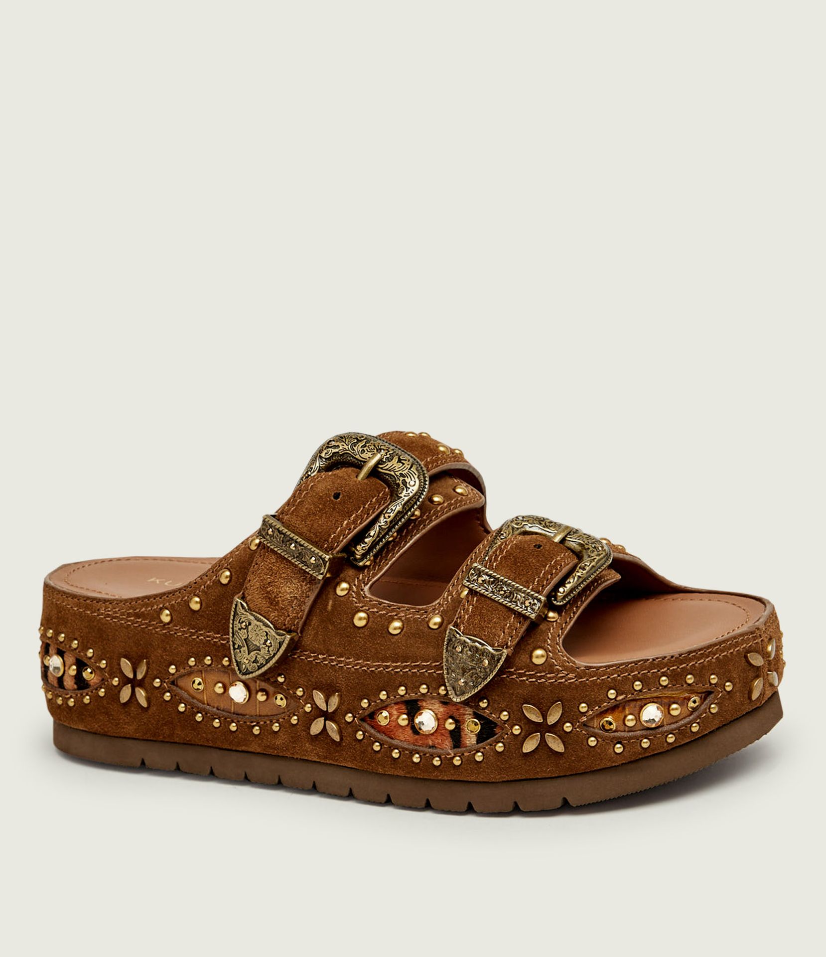 Kurt Geiger Klapki Western Buckle zamsz