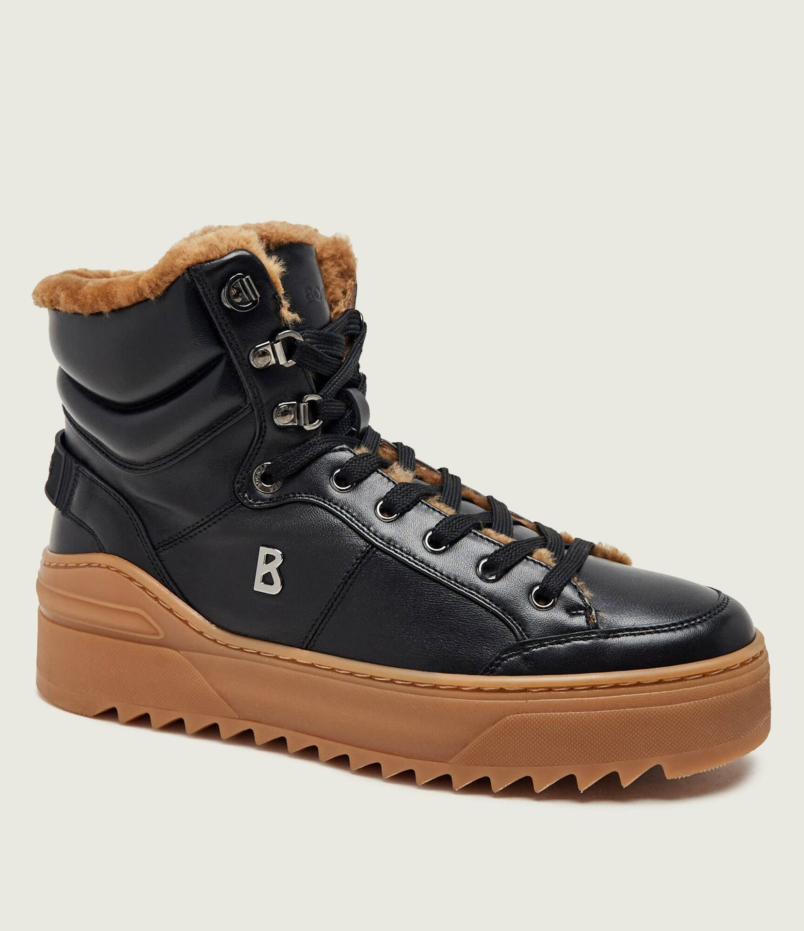 Bogner Skórzane trapery Bucharest 6 shearling z dodatkiem wełny