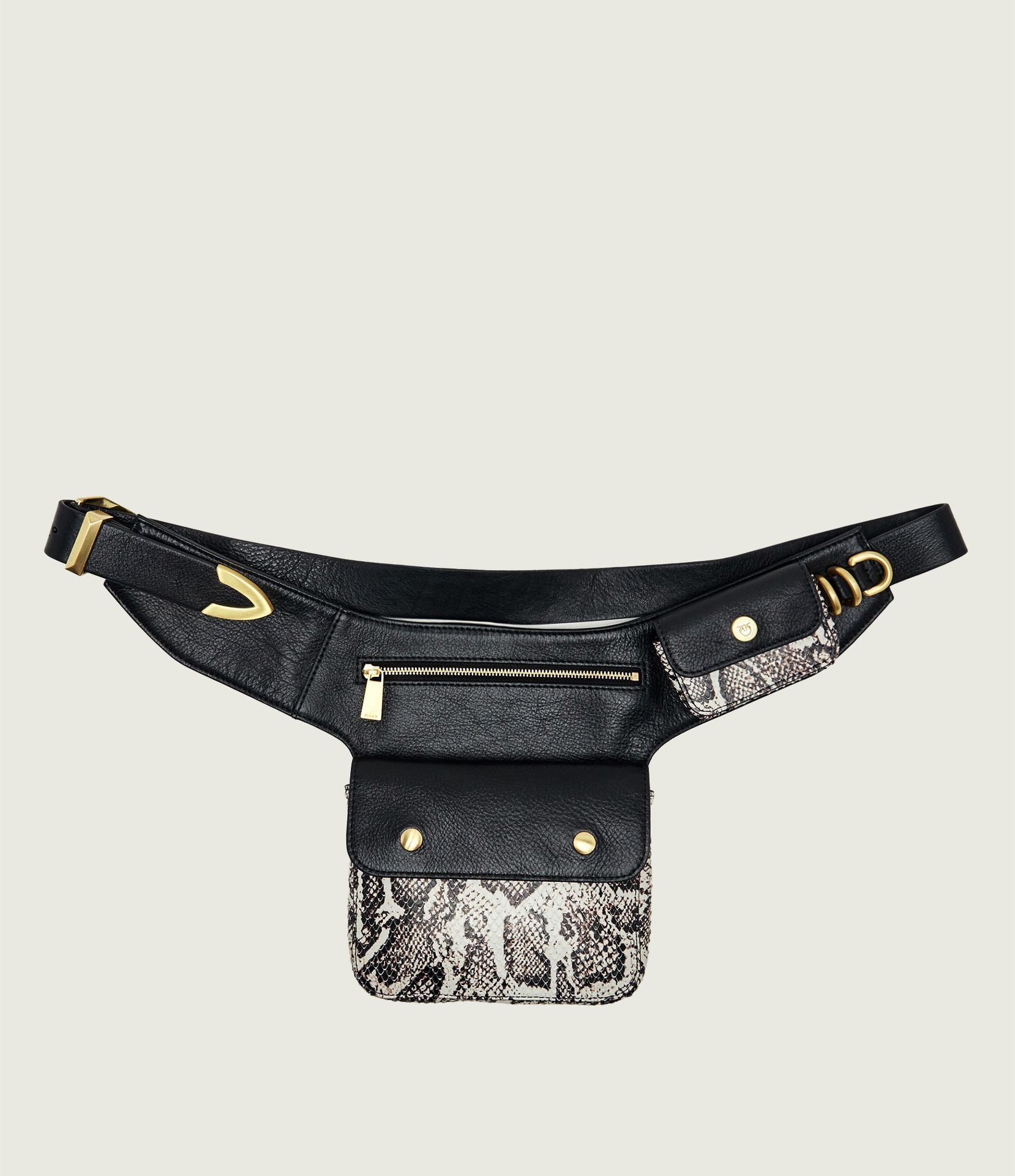 Pinko Skórzana saszetka nerka Marsupio New Biker Python