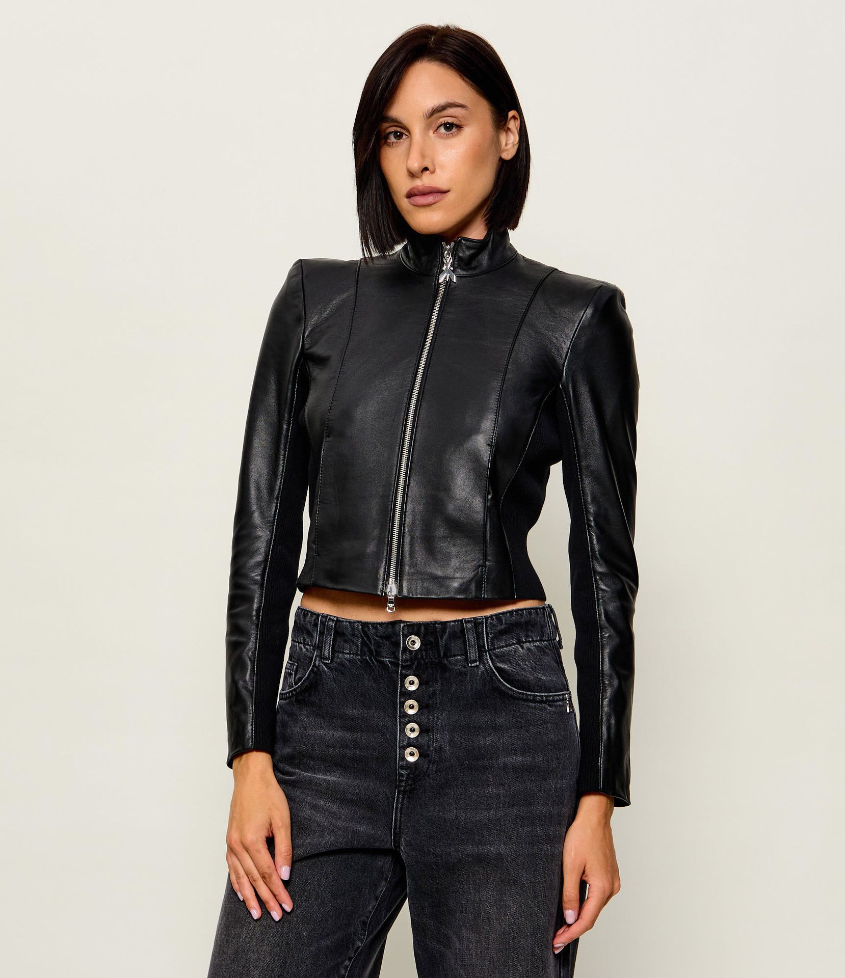 Patrizia Pepe Skórzana kurtka Cropped Fit