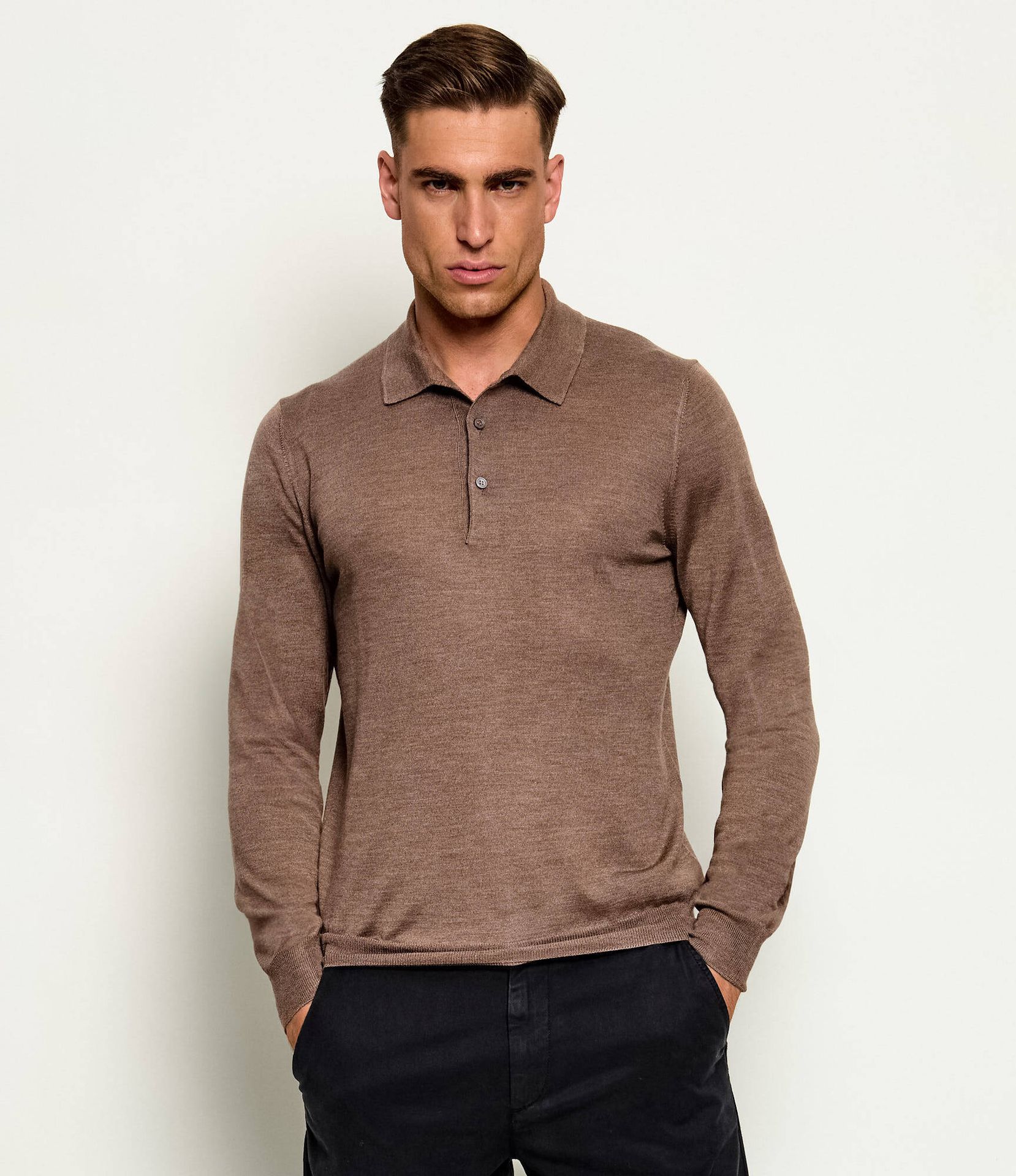 Gran Sasso Wełniane polo Tennis Slim Fit z dodatkiem jedwabiu