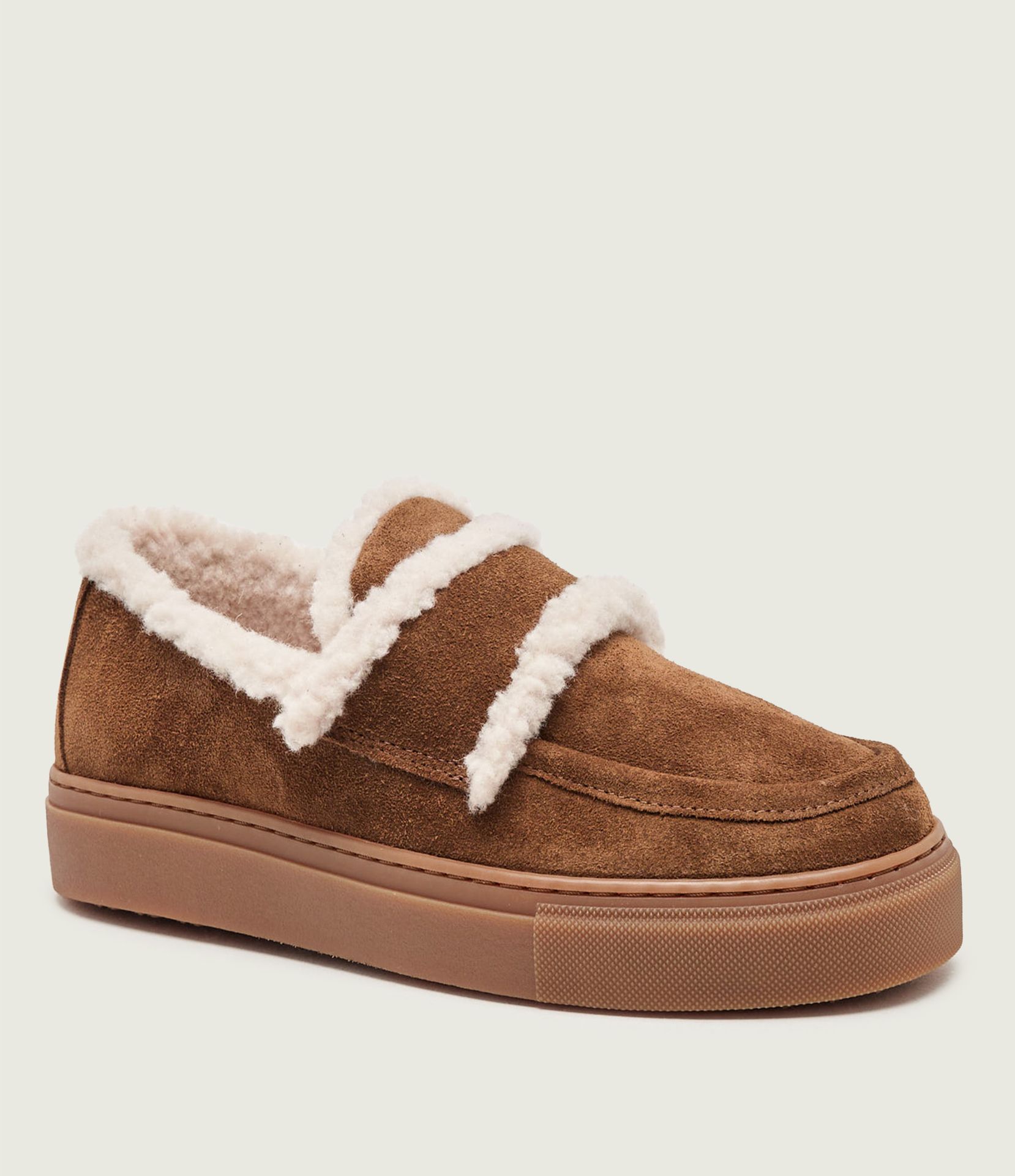 INUIKII Ocieplane loafersy zamsz shearling