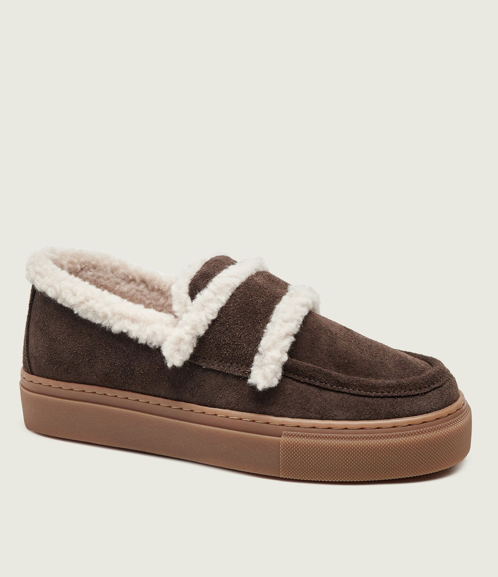 INUIKII Ocieplane loafersy zamsz shearling