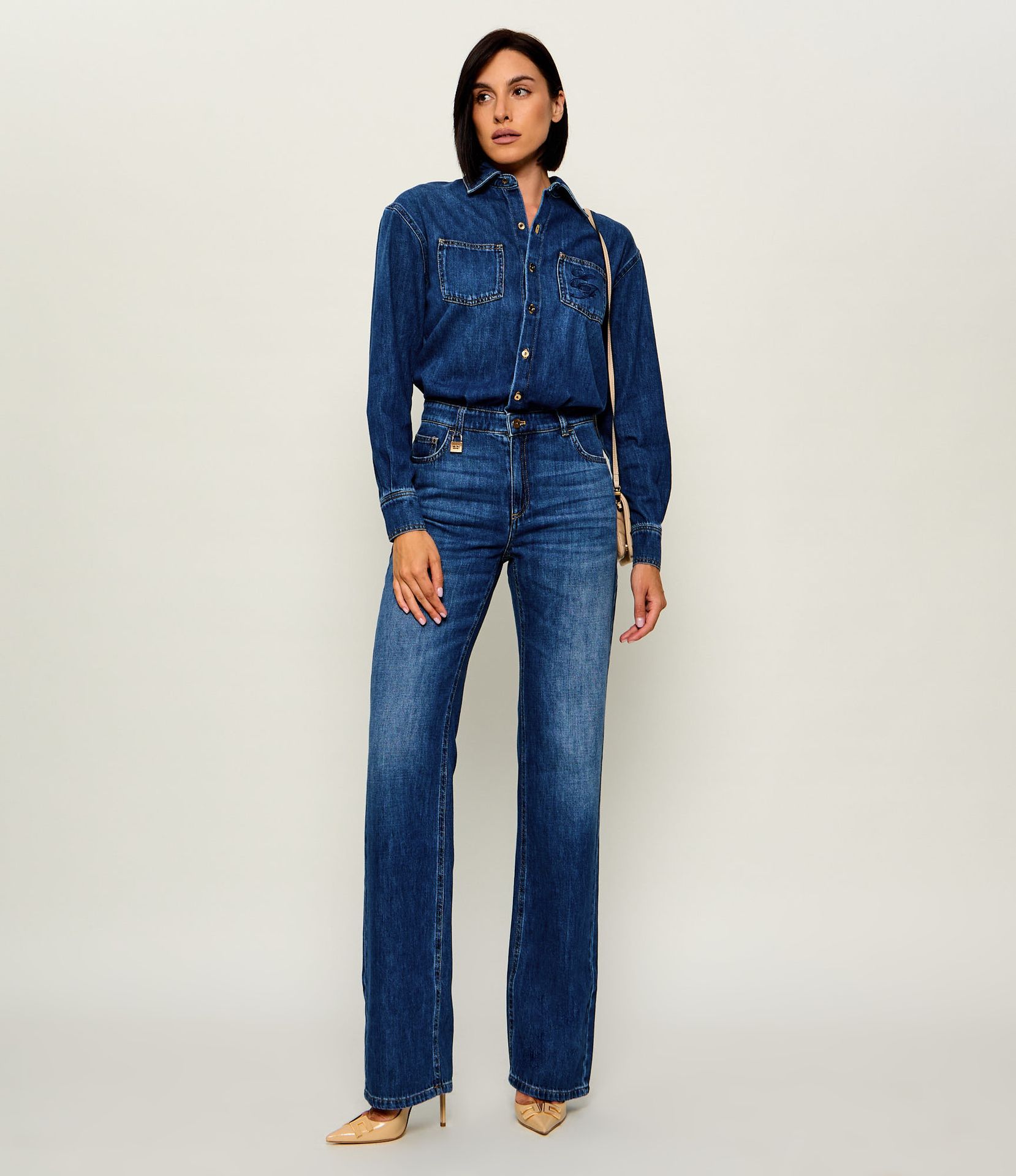 Elisabetta Franchi Jeansowy kombinezon Regular Fit