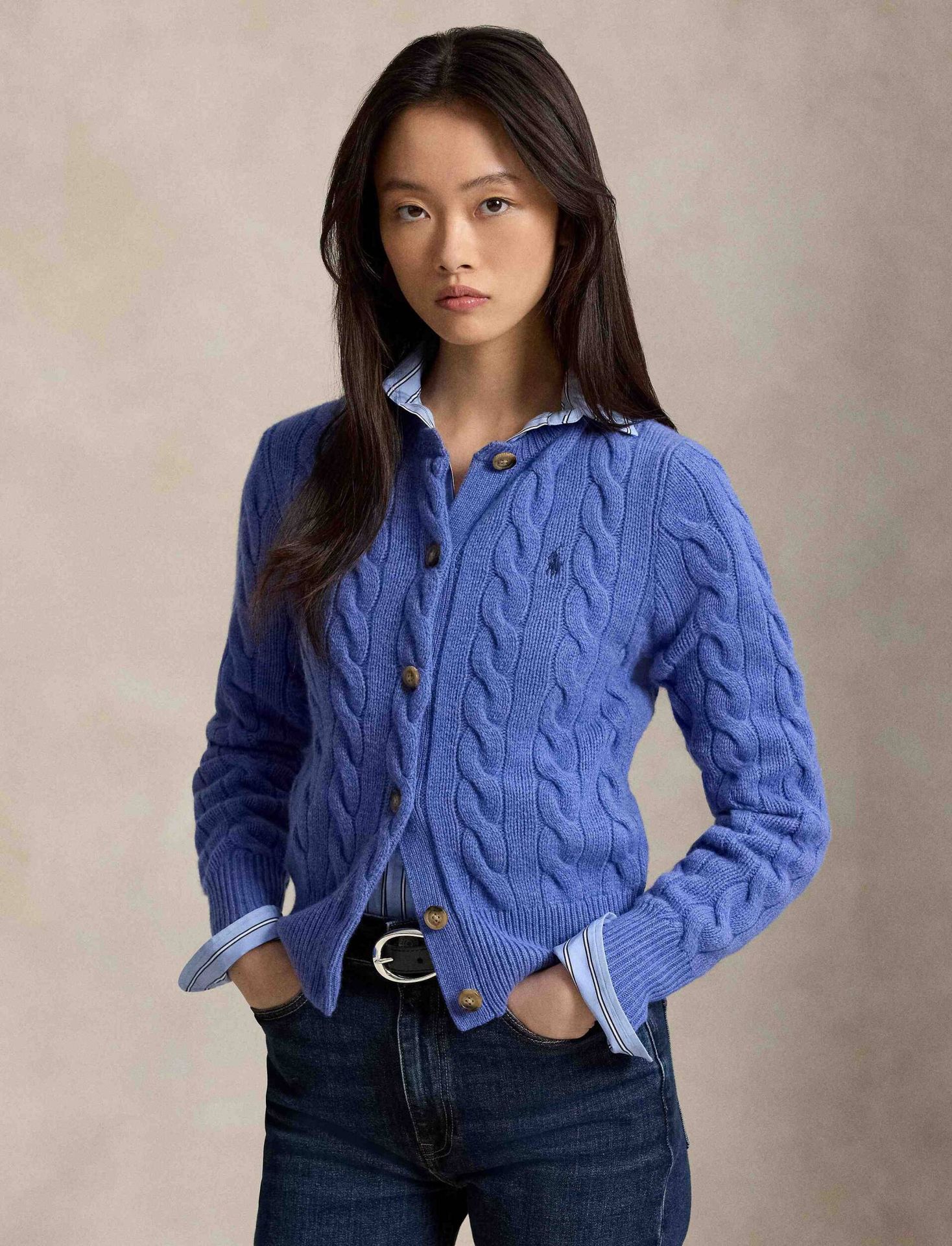 POLO RALPH LAUREN Wełniany kardigan Slim Fit z dodatkiem kaszmiru