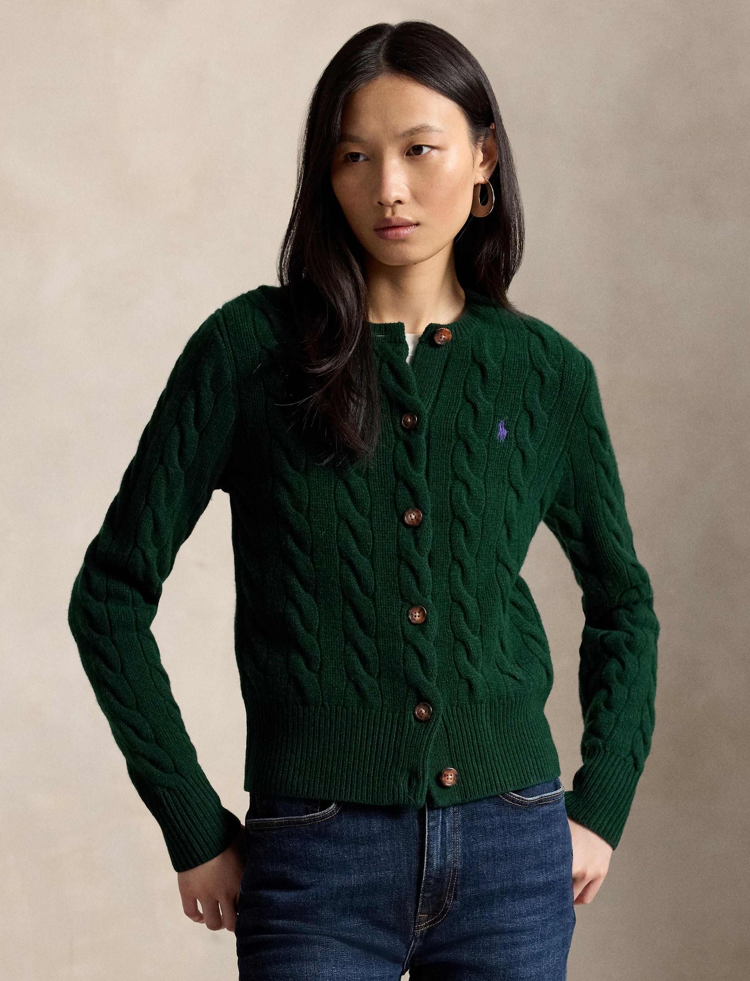 POLO RALPH LAUREN Wełniany kardigan Slim Fit z dodatkiem kaszmiru