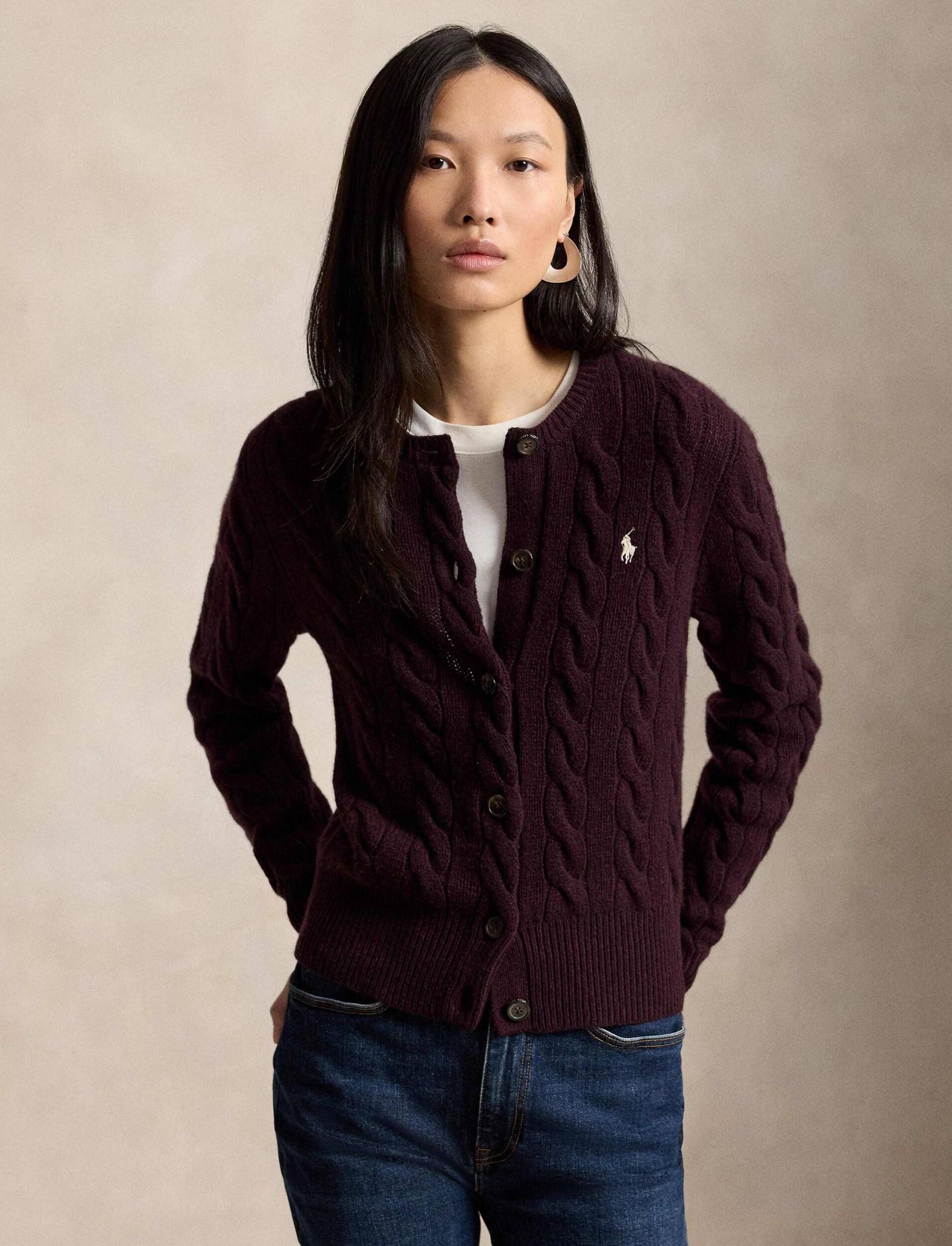 POLO RALPH LAUREN Wełniany kardigan Slim Fit z dodatkiem kaszmiru