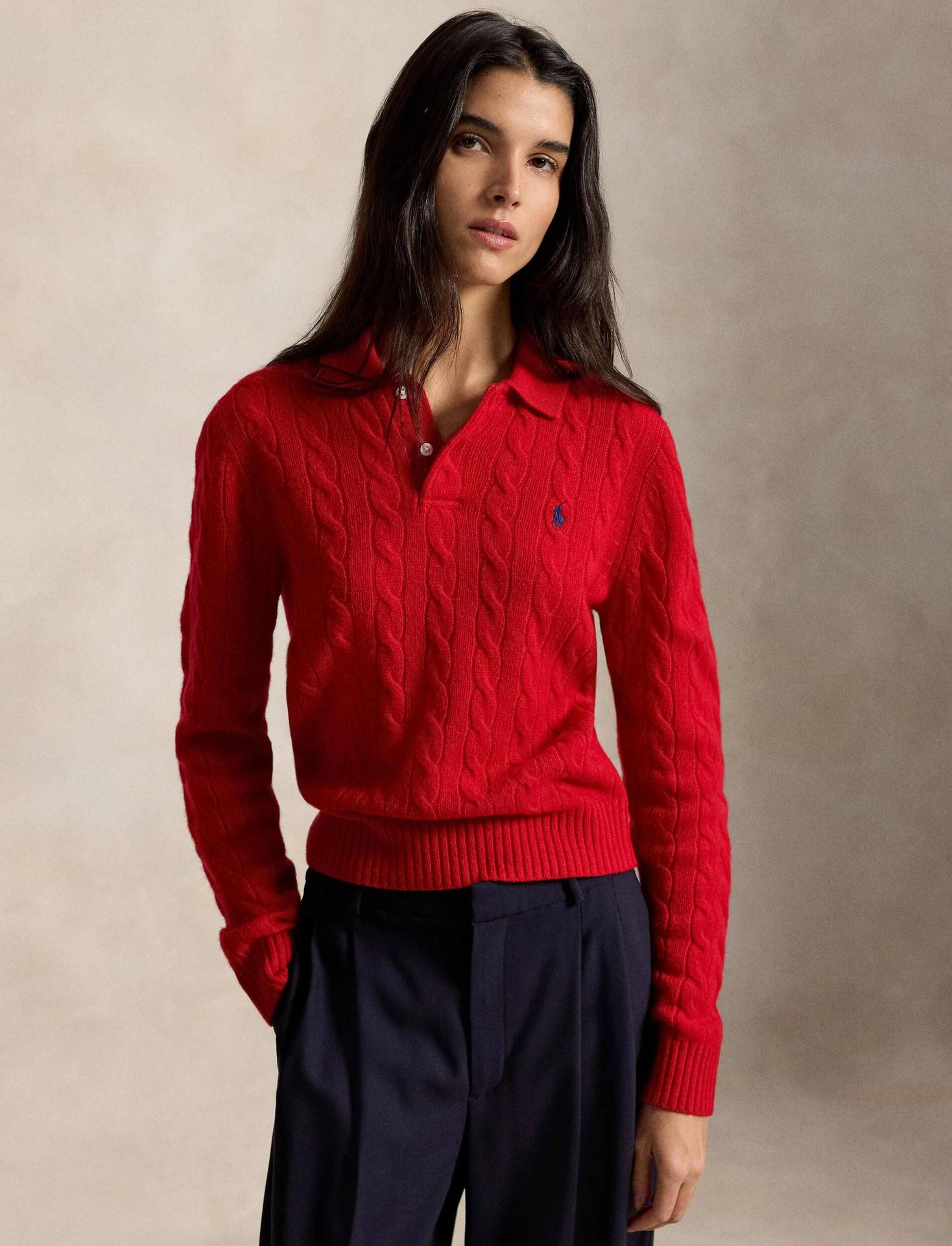 POLO RALPH LAUREN Wełniany sweter Slim Fit z dodatkiem kaszmiru