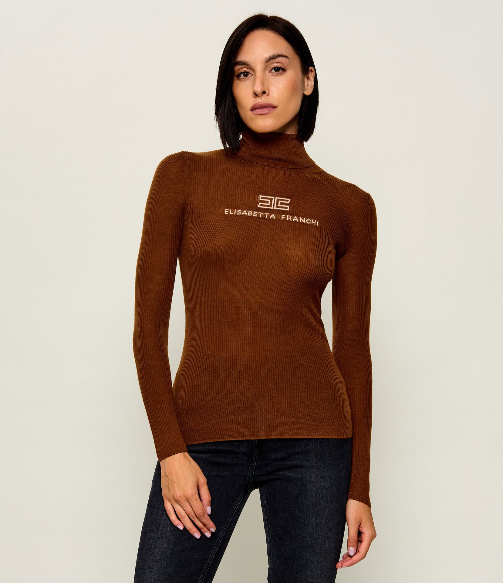 Elisabetta Franchi Wełniany golf Slim Fit