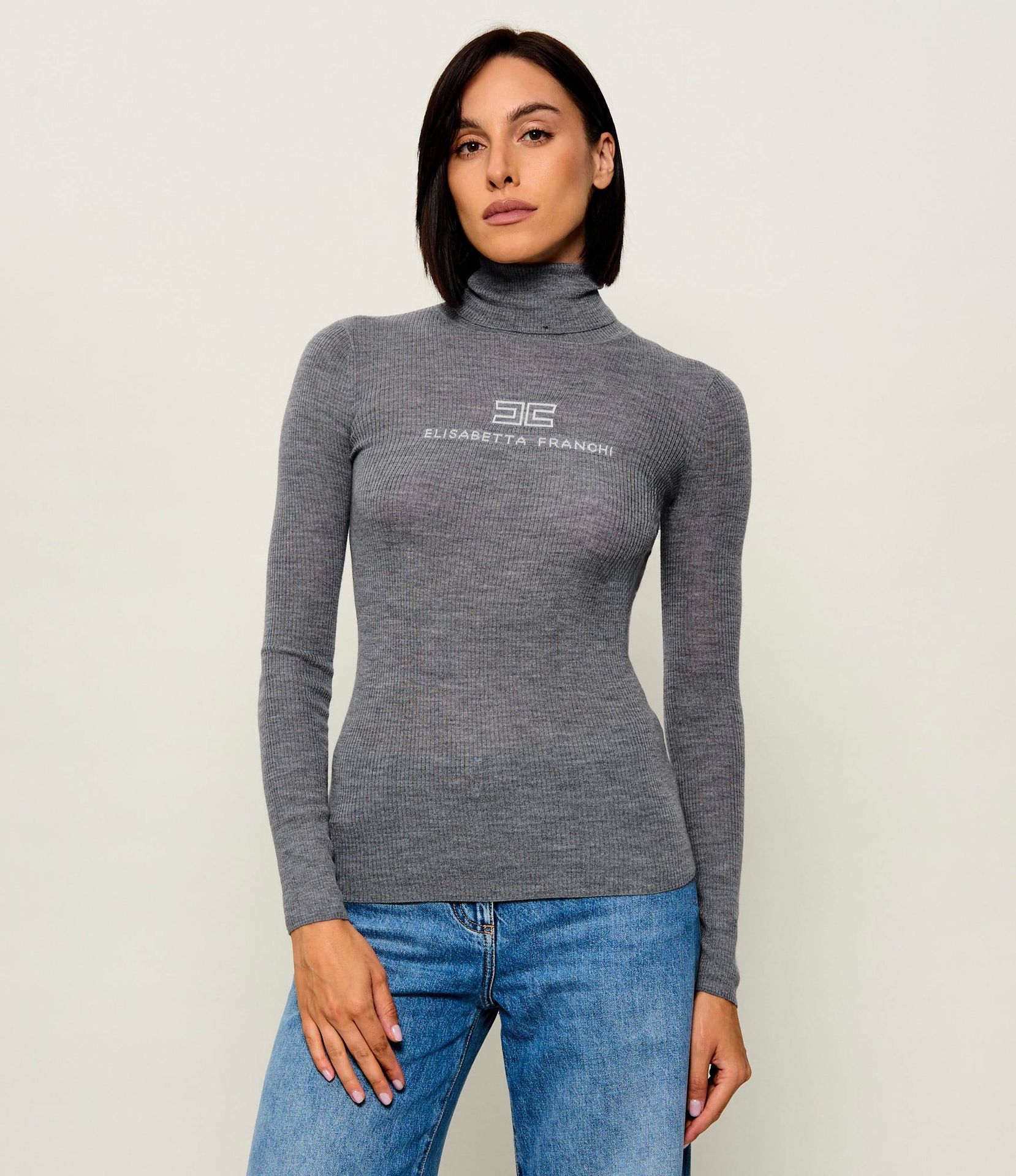 Elisabetta Franchi Wełniany golf Slim Fit