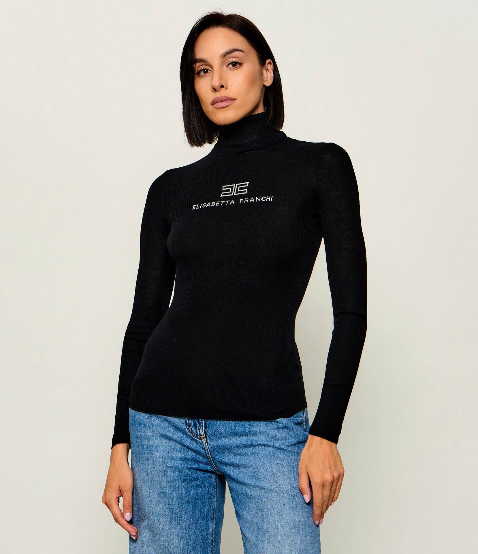 Elisabetta Franchi Wełniany golf Slim Fit