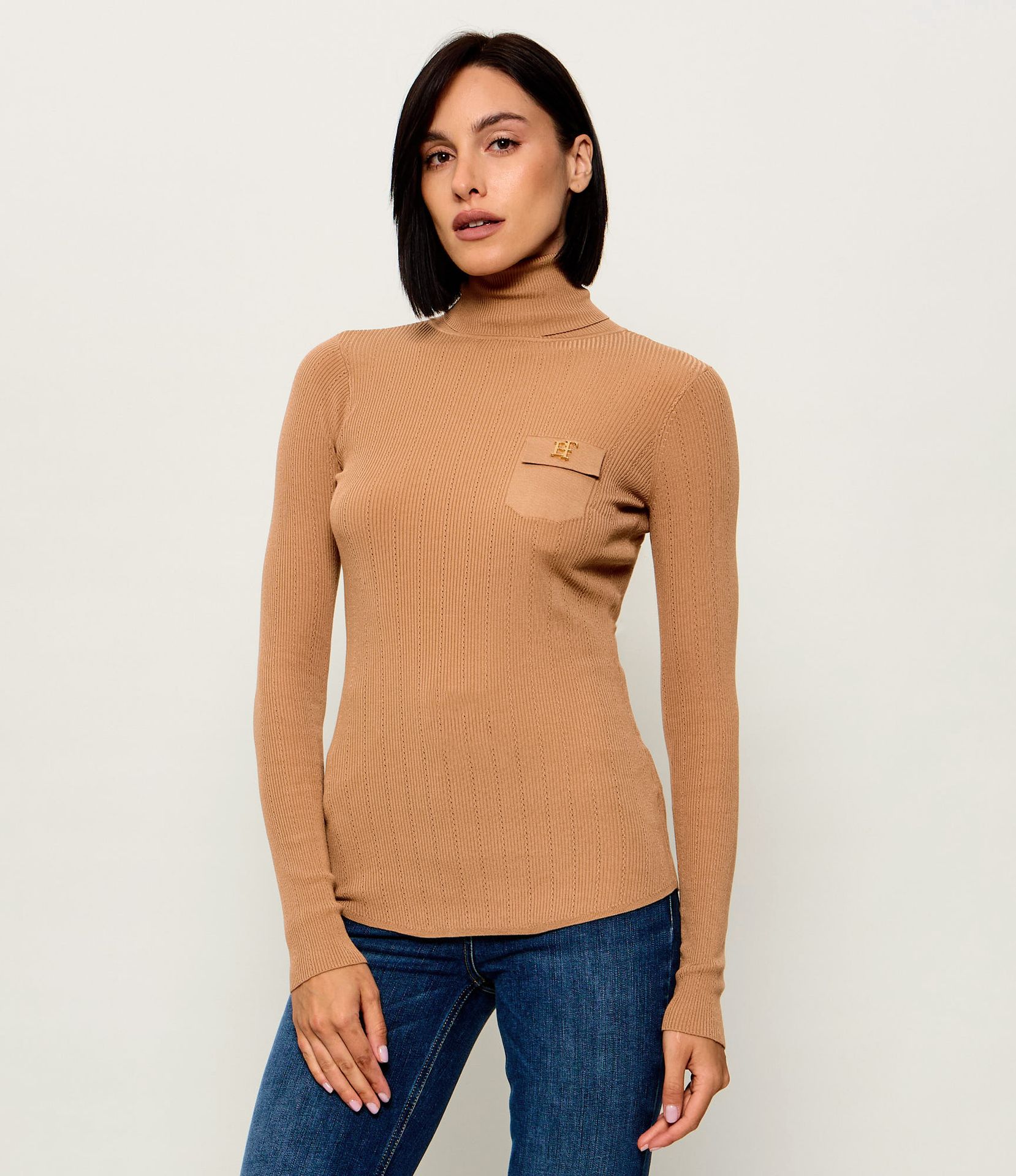Elisabetta Franchi Golf Slim Fit z dodatkiem jedwabiu