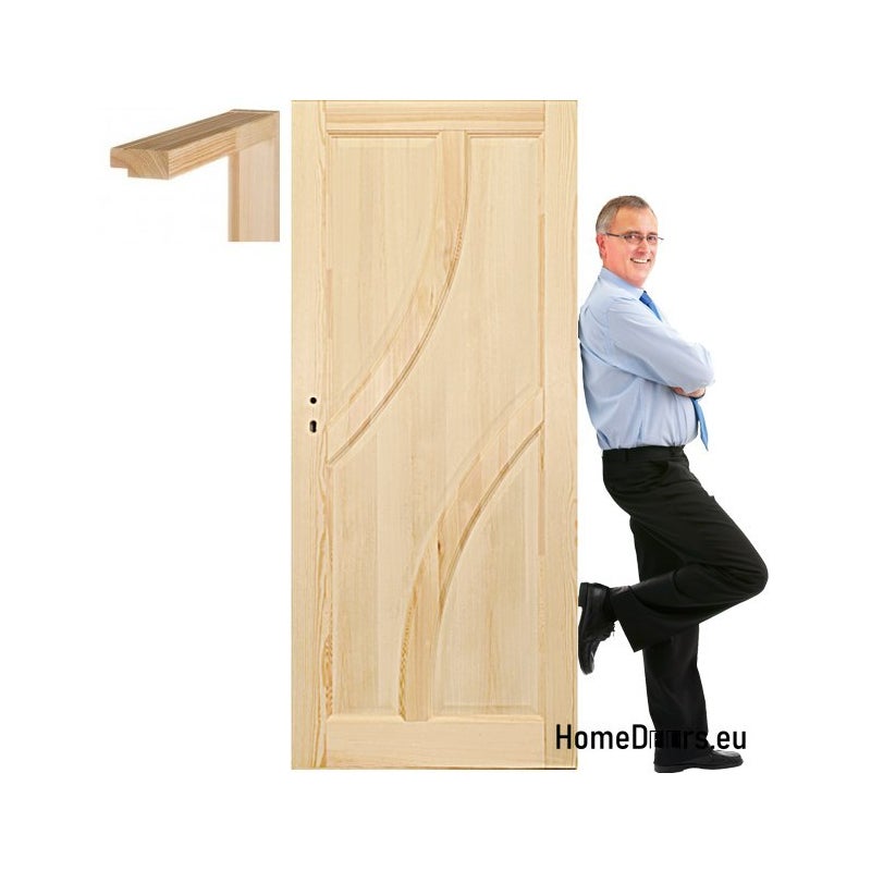 HOMEDOORS Skrzydło sosnowe surowe ościeżnica STOLGEN BG1 90 Prawe