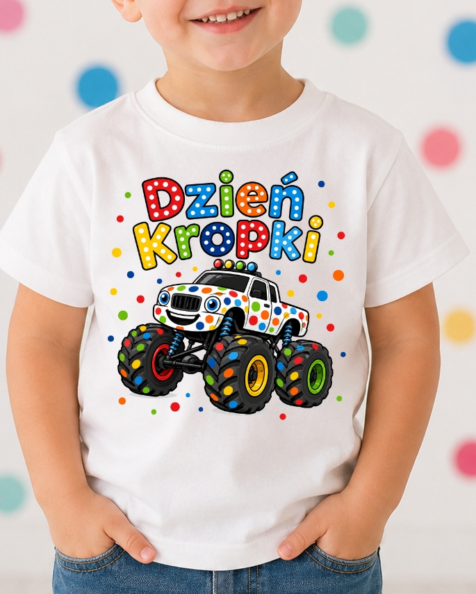 Koszulka w kropki dzień kropki dla chłopczyka