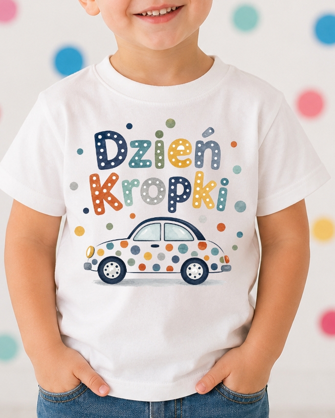 Koszulka w kropki dzień kropki dla chłopczyka